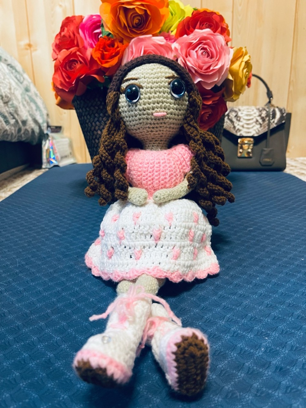 Crochet  Handmade collection doll 🎀 Big Doll 15.5 x 4 inches made in Thailand